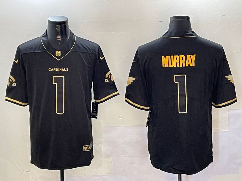 Men Arizona Cardinals #1 Murray Black Gold Throwback 2024 Nike Limited NFL Jersey style 2